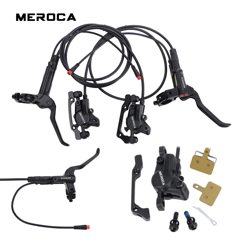 MEROCA Ebike 2 Piston Hydraulic Brake Scooter Electric Folding Bicycle Disc Brake Power-Off Oil Brake For Electric Bicycle Parts