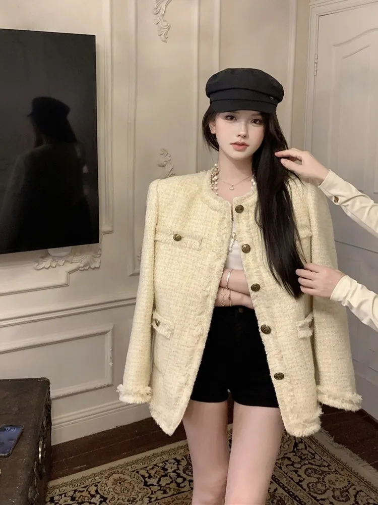 

Loose Cardigan Tassel Coat Female Spring and Autumn Korean Casual Joker Coat Temperament Loose Round Neck Long Sleeve Jackets