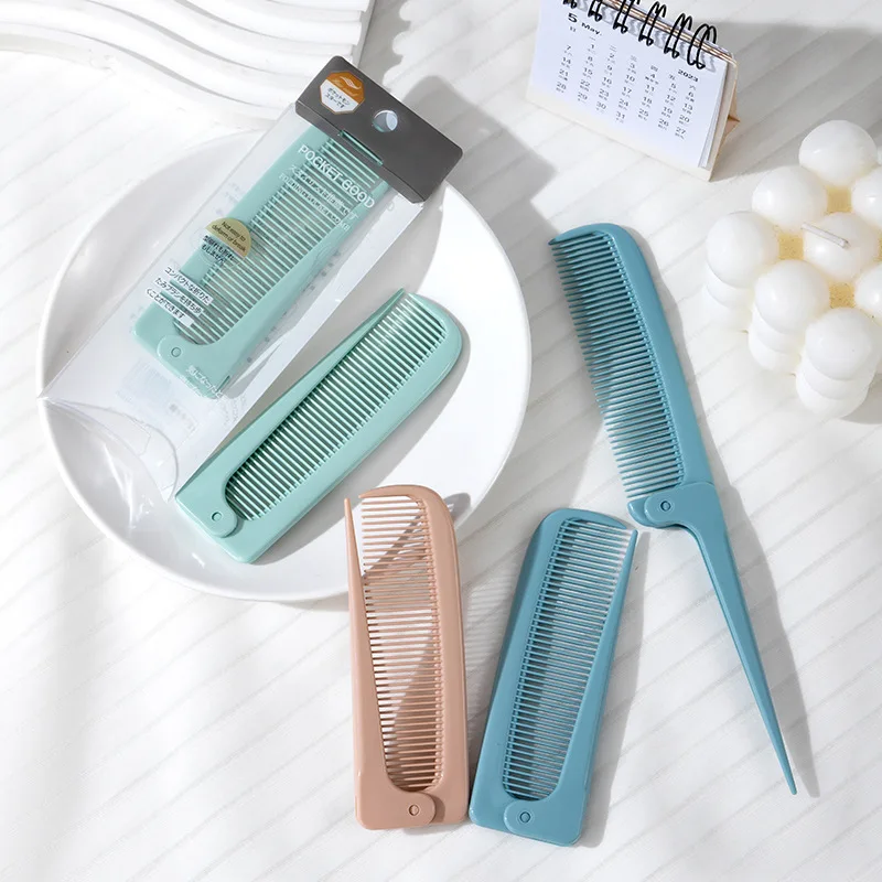 Disc hair distribution, pointed tail folding distribution, hair picking small comb for girls, dense teeth, compact folding comb