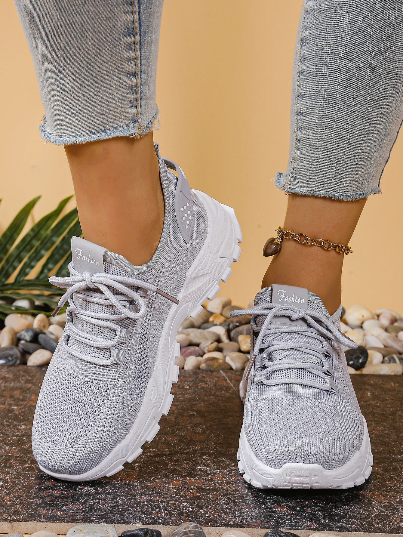 Atmungsaktive Strick-Sneaker, Modische, Bequeme, Rutschfeste Schuhe mit Weicher Sohle für Damen, Outdoor-Wanderschuhe, Kostenloser Versand – Detail 9