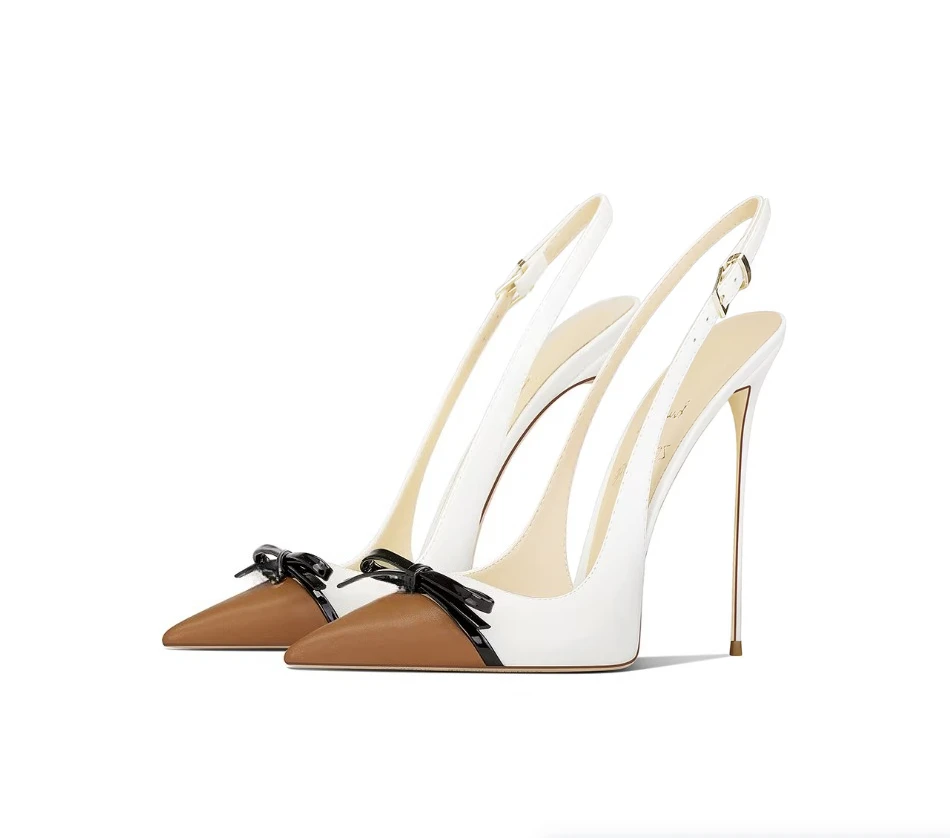 

Brown bow design, niche autumn new style temperament, French exquisite high heels for women, slim heels with pointed tips
