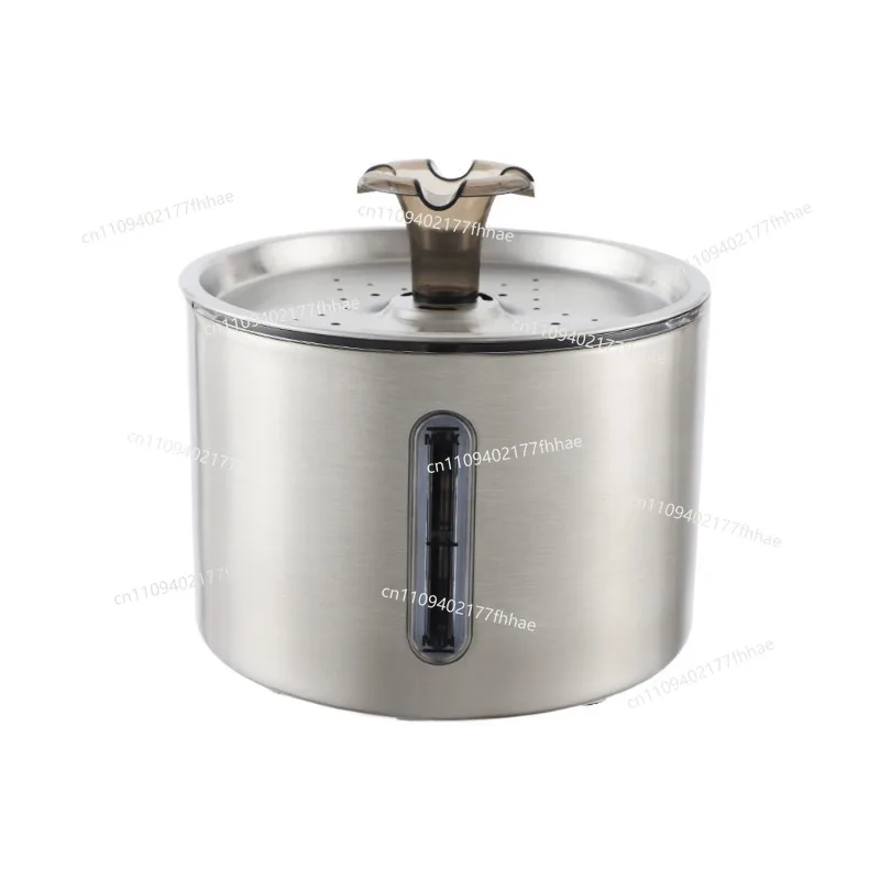 Pet Water Dispenser 304 Stainless Steel Round Perspective Window Cat Water Dispenser