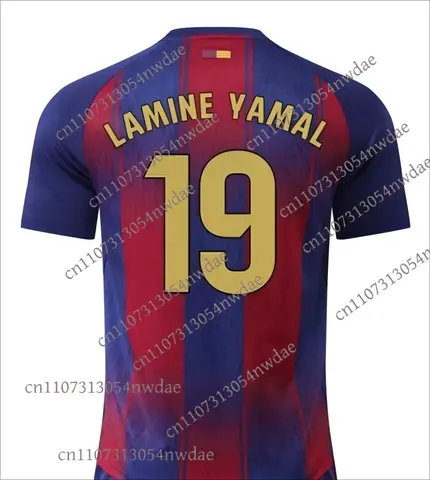 25_26 Barcelona #19 Lamine Yamal Home Soccer Kit Jersey Short Sleeve 3Ds Football T-Shirt Youth Kids Outdoor Training Casual