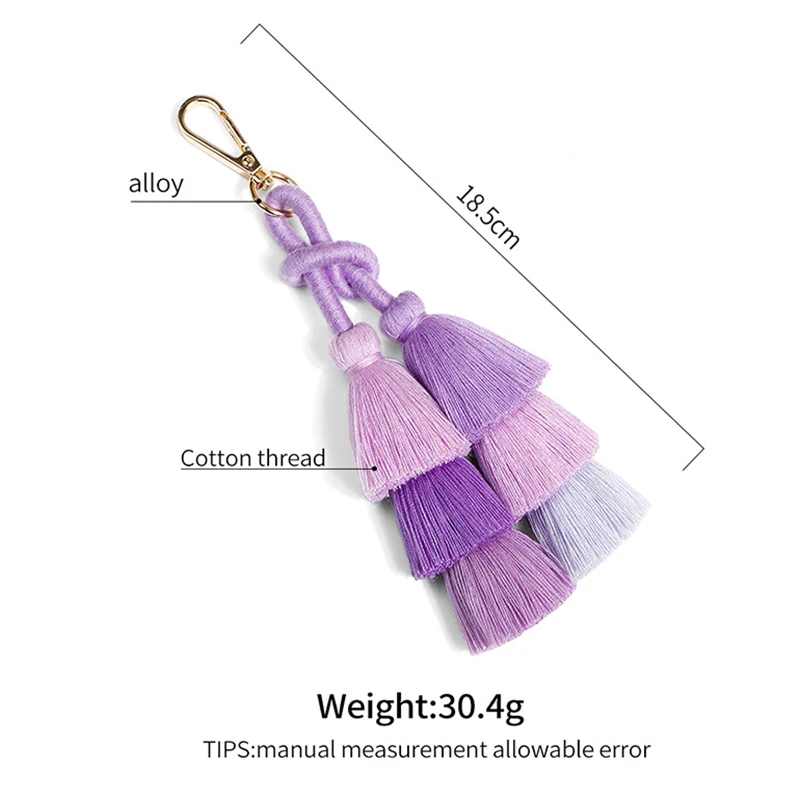 Handmade Braided Winding Tassel Keychain for Women Bag Pendant Car Hangings Colorful Spliced Keyring Christmas Gift Wholesale