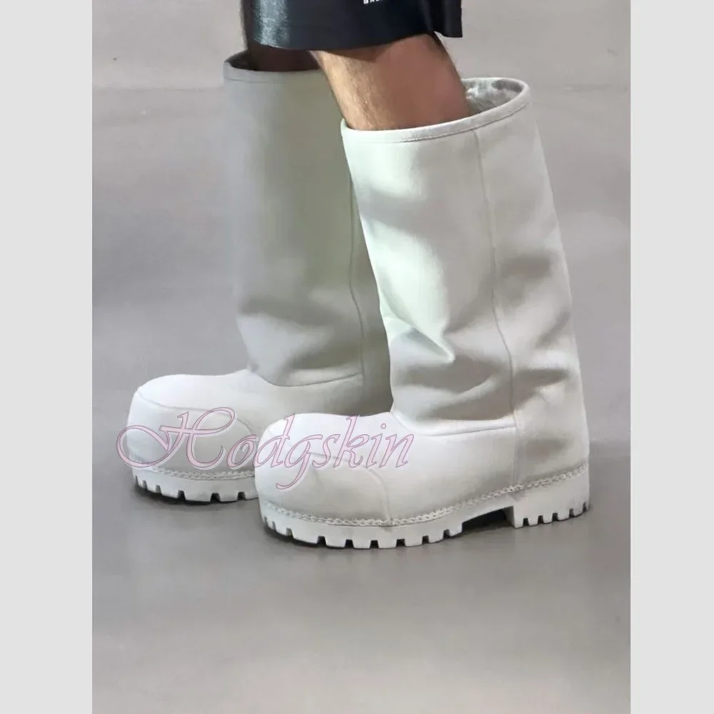 Big Head Winter Warm Boots Round Toe Solid Knee High Boots Women New Shoes Thick Sole Slip On Fur Suede Ladies Casual Long Boots