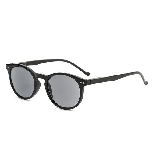 Imagen 2 del producto Gafas de lectura con montura redonda Retro, lentes de alta gama para uñas de arroz, marrón y gris, ultraligeras, Unisex, antiluz azul