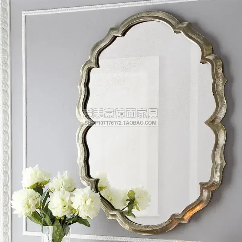 TTTTA13 Antique Round Neoclassical Entrance Decorative Mirror Background Wall Wall Wall Hanging Mirror Entrance Fireplace Mirror