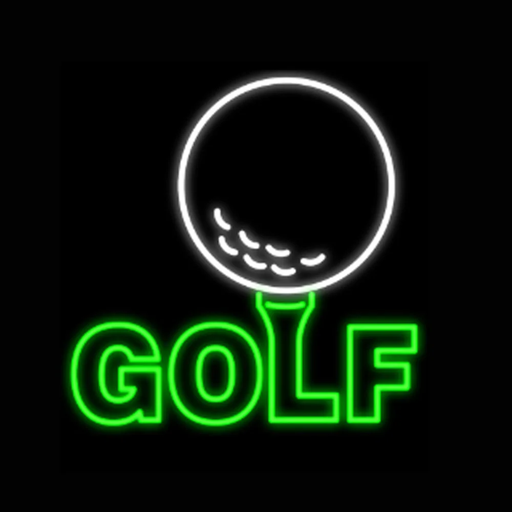 

GOLF BALL And TEE Custom Handmade Real Glass Tube Sport Store Club Advertise Game Wall Decor Display Neon Sign Light 17"X17"