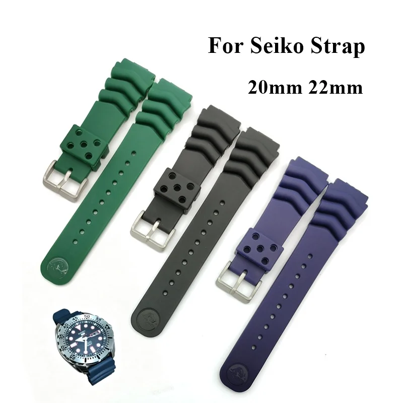 High Quality Universal Silicone Watch Strap 20mm 22mm for Seiko PROSPEX Black Monster Waterproof Rubber Sport Watchband Bracelet