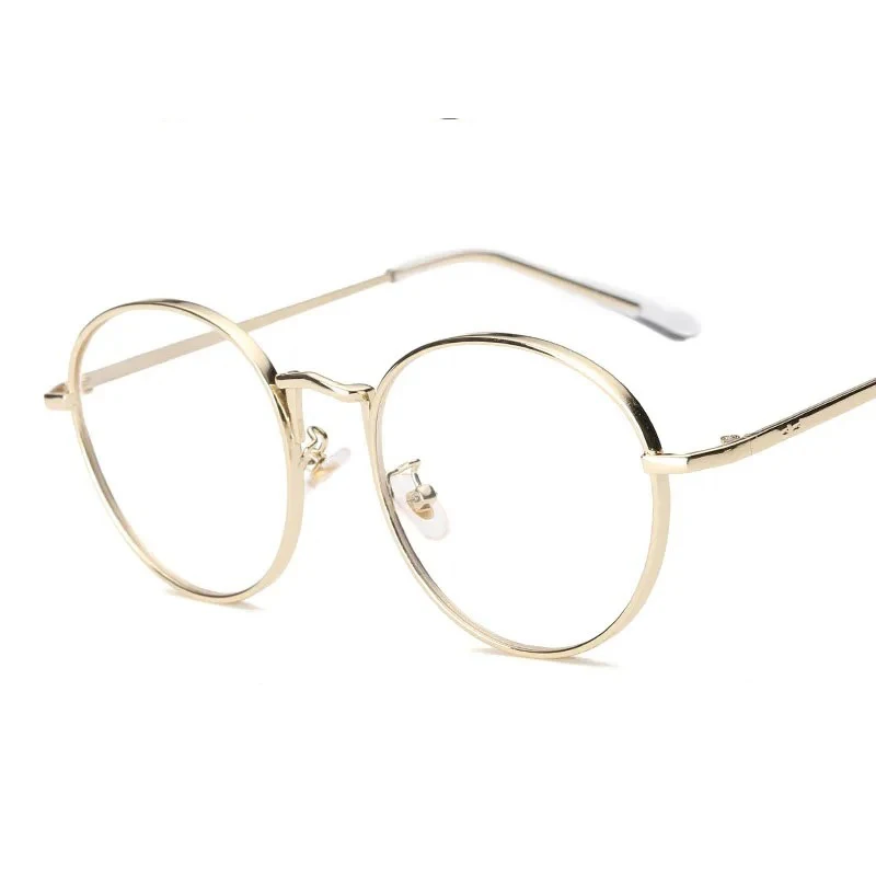 إطار نظارات بيضاوية عتيقة أدبية للرجال والنساء ، نظارات مرآة مسطحة بسلك ذهبي كبير ، إصدار عصري #2