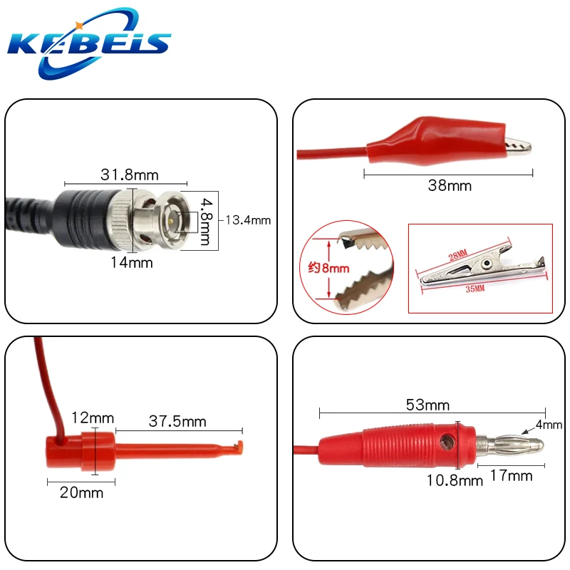 1PCS BNC Q9 to BNC RCA Dual Hook Clip Alligator Clip Cables 4MM Banana Plug Oscilloscope Test Probe  Connector