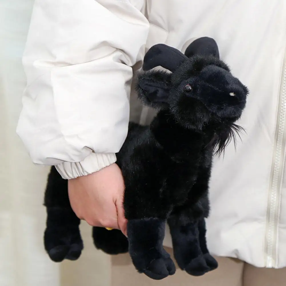 18cm Plush Goat Toy Soft Stuffed Animal Goat Cute Simulation Black White Goat Mountain Lifelike Plush Toys Doll Birthday Gift