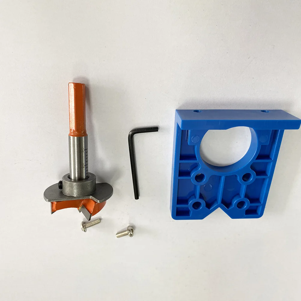 

1 set 35Mm Hinge Locator Drill Guide Set Woodworking Tools Hole Puncher Adjustable Depth Limiter Concealed Hinge Boring Bit