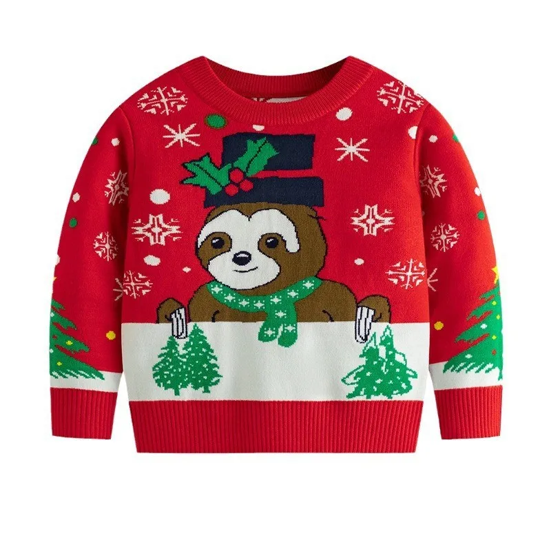 الشتاء الأطفال سانتا كلوز سترة للبنين بنات الخريف قمم ملابس الطفل أطفال عيد الميلاد الكرتون الصوف بلوفر مغزول