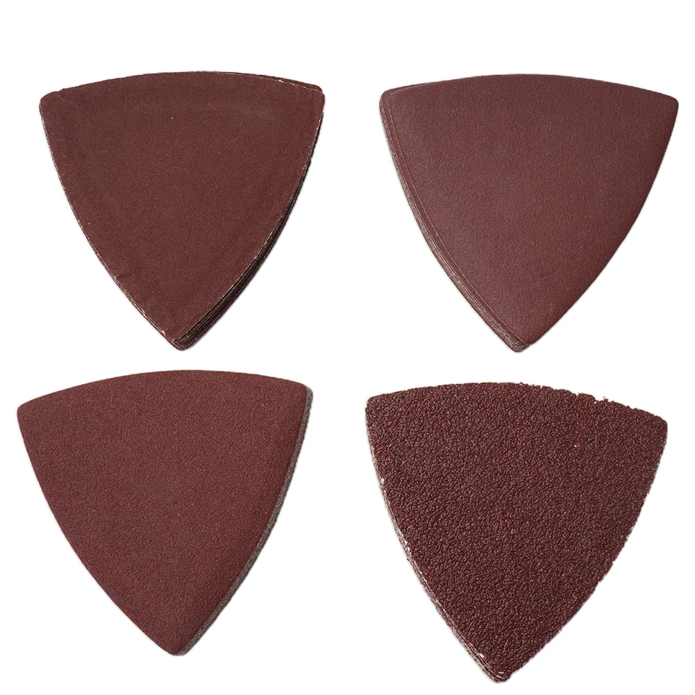 

40pcs Sandpaper 80mm Hook & Loop Triangle Abrasives Tool 3-1/8 Inch Oscillating Multi Tool Sanding Pad 60/120/180/240 Grit