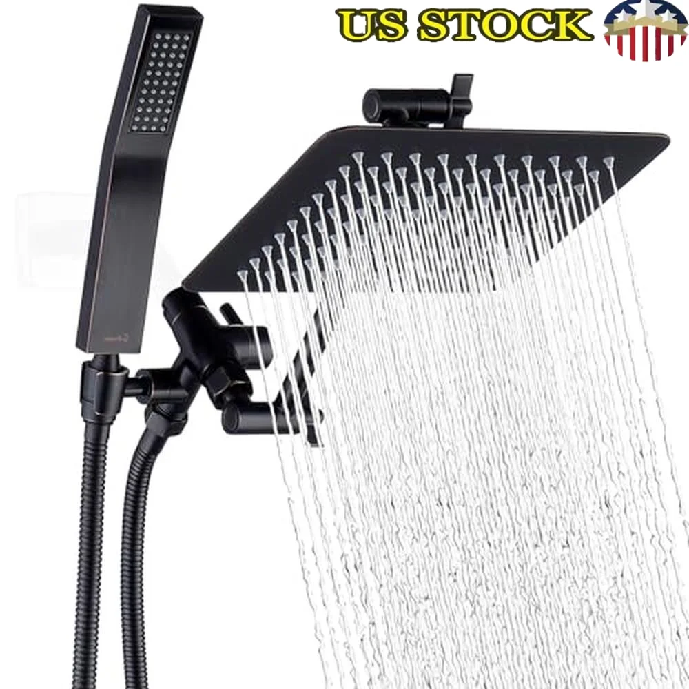 Modern Metal Shower Head Combo with Adjustable Arm Smooth 3-Way Diverter 8