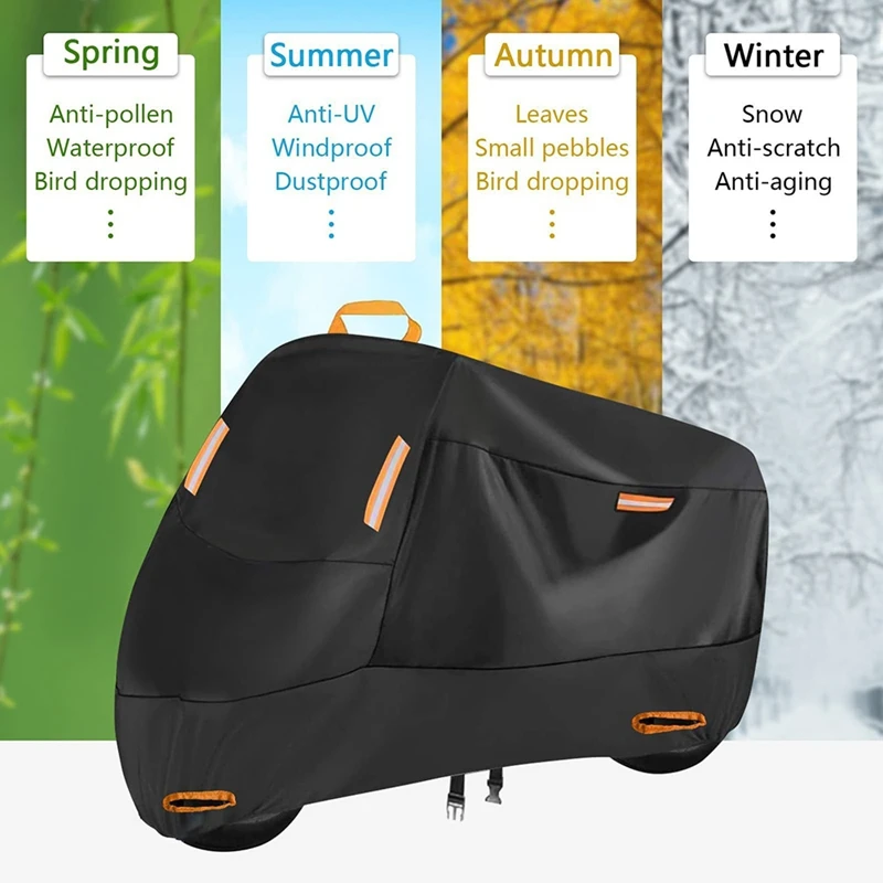 New-Motorcycle Cover Waterproof All Season Dustproof UV Protective Outdoor Scooter 210D Wear-Resistant Motorbike Cover