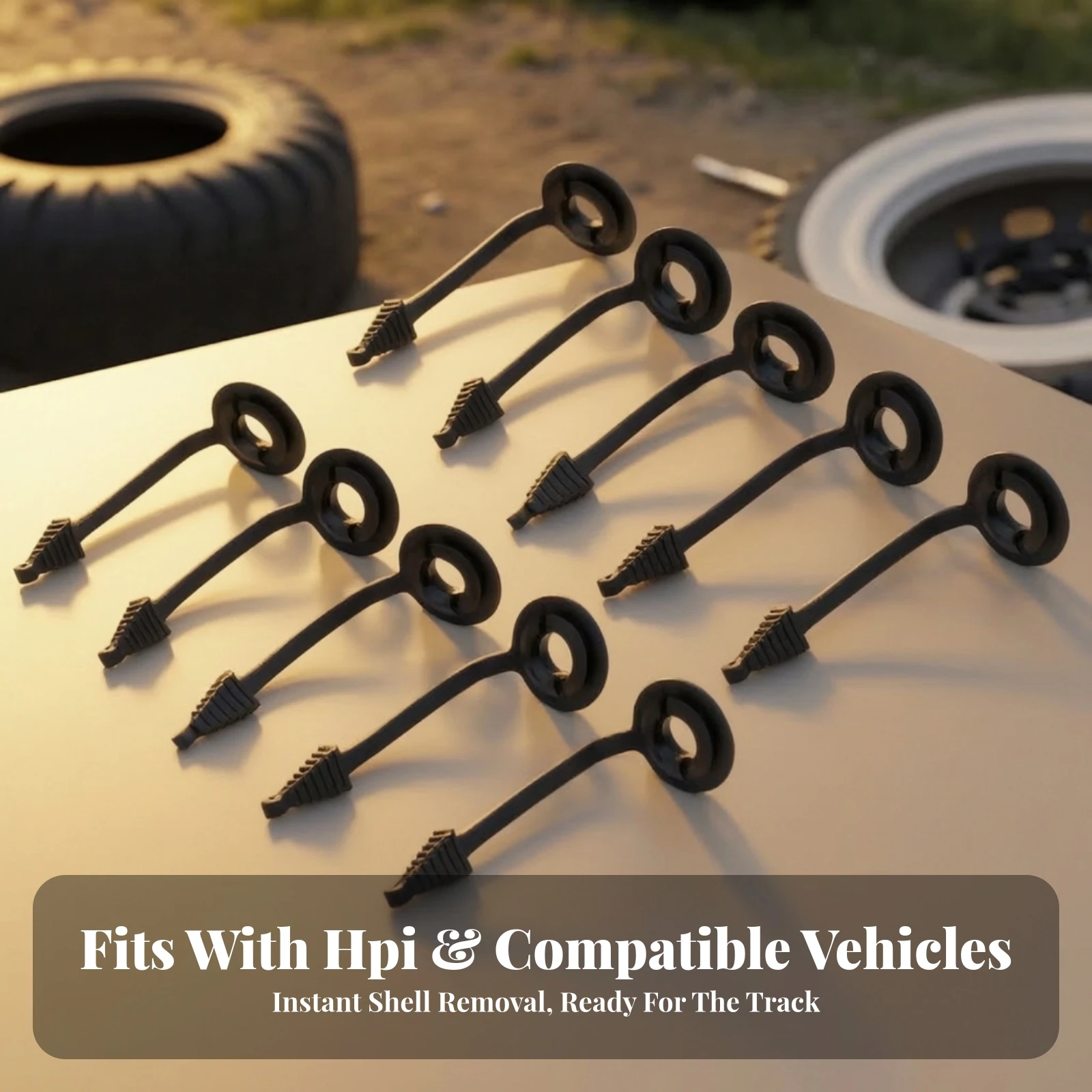 10 Pieces RC Car Accessories Replacement Flexible Strap Body Fasteners with Pull Loop for Track-Side Adjustments