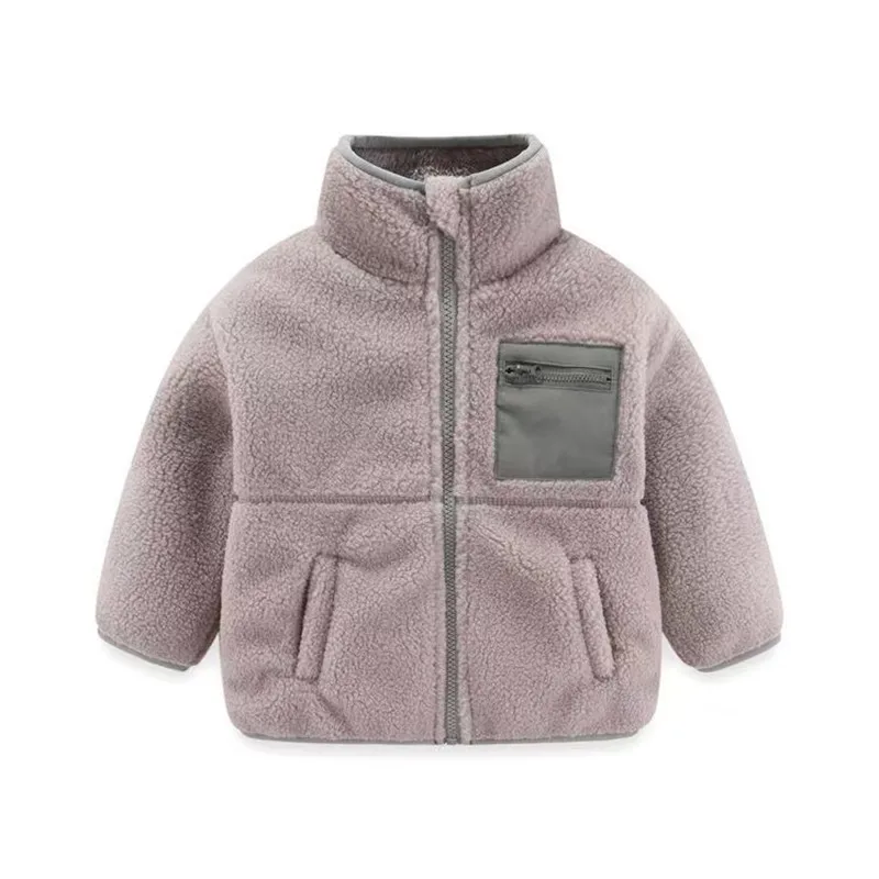 2 3 4 5 6 7 8 Years Boys Jacket Autumn Winter Warm Fleece Baby Coats New Fashion Zipper Children's Outerwear Plush Kids Clothes