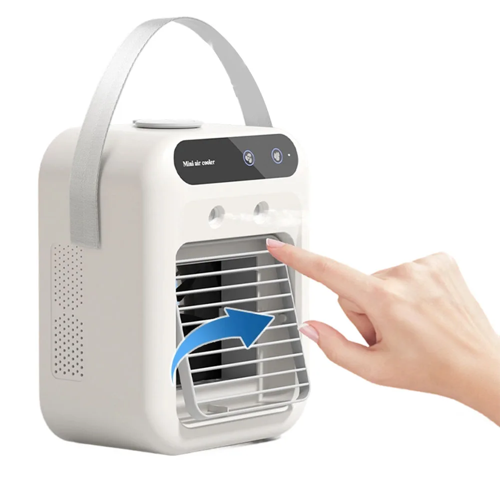 Compact USB Rechargeable Air Conditioning Fan Adjustable Speeds and Water Capacity for Efficient Cooling in Any Setting