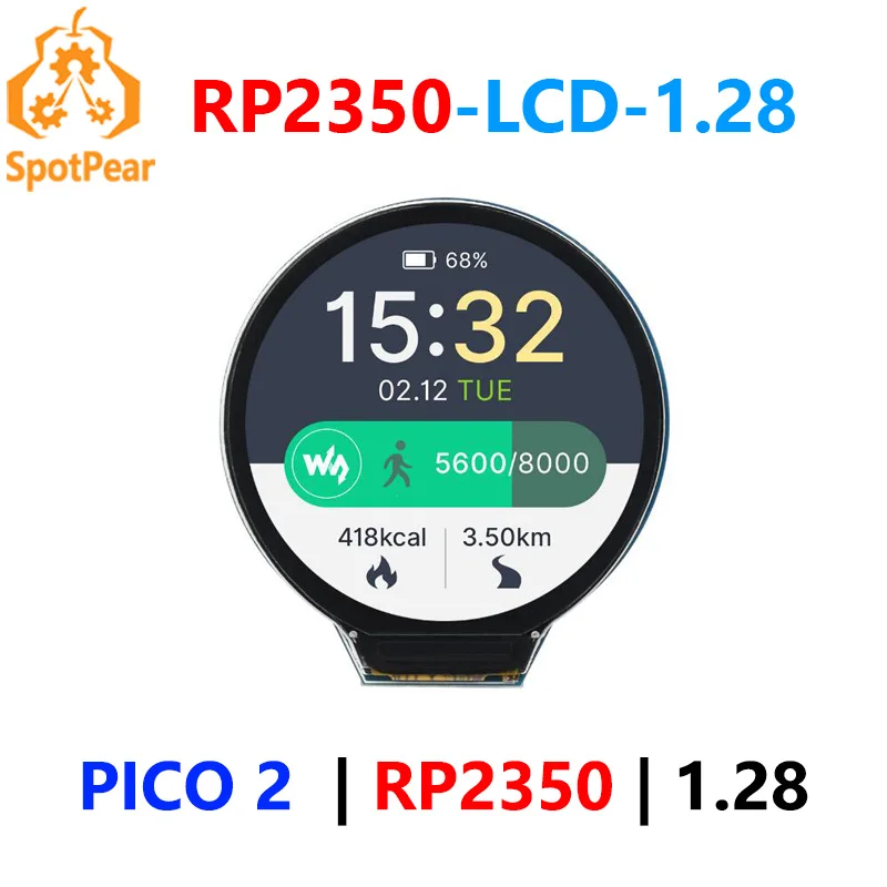 

Raspberry Pi Pico 2 RP2350 1.28 inch Round LCD IPS 240×240 Display Screen 65K Color