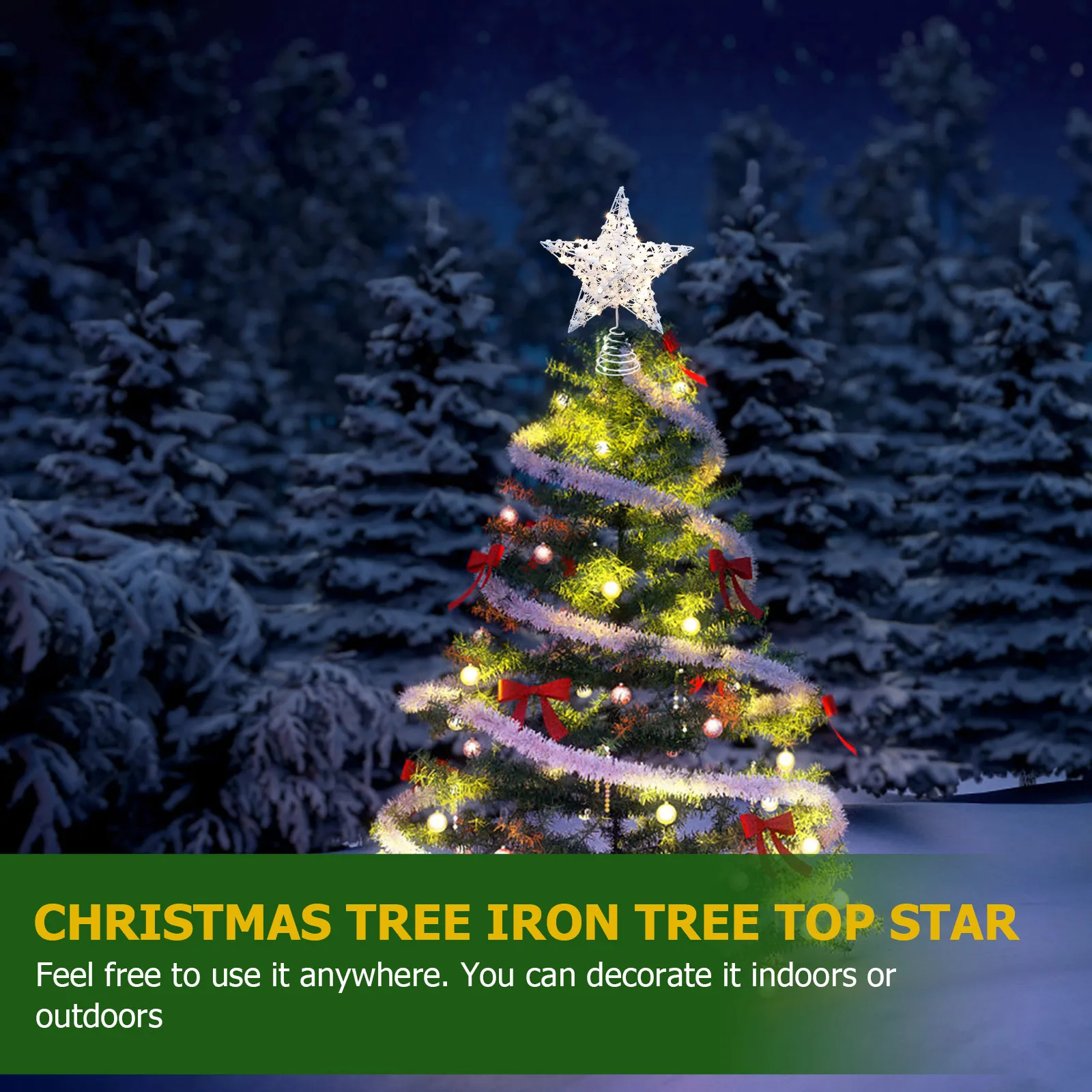 

1Pcs Xmas Tree Top Star Lamp Christmas Tree Decor Iron Craft Luminous Xmas Adorn Iron Craft Lamp Treetop Decor