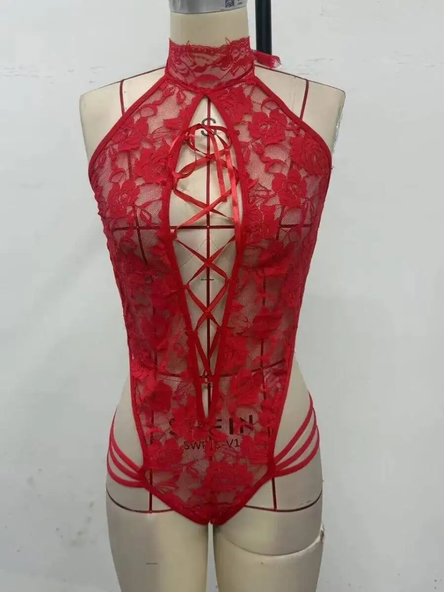 رائجة البيع زهرة طباعة داخلية حجم كبير المرأة الرسن الرقبة حزام ارتفع الجوف خارج داخلية مثير معلقة الرقبة أكمام P2N0