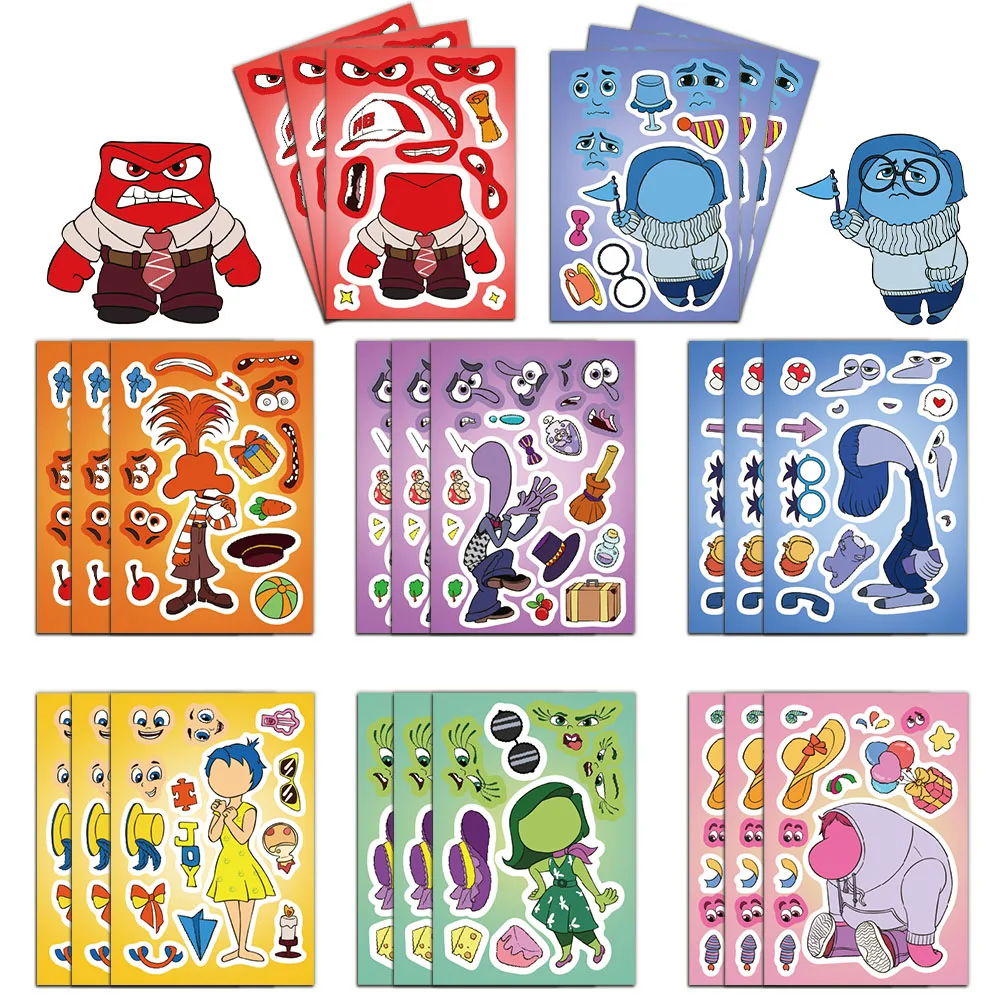 8PCS Anime Movie Character DIY Handmade Activity Stickers Early Education Puzzle Encouragement Stickers