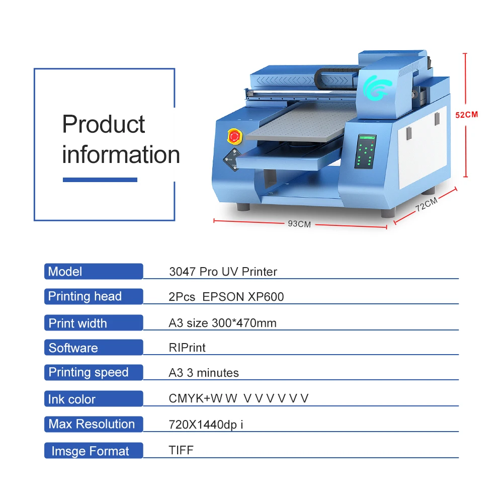 A3+ UV Printer For Epson Dual XP600 Print heads UV DTF Printing Machine A3 UV Flatbed Printer For Phone Case Acrylic UV Print