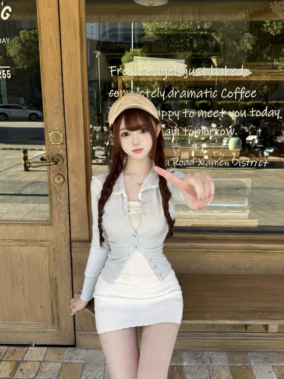 

Светло-голубой вязаный кардиган Sweet BBING nut Milk Smoothie с матросским воротником и завязками, длинными рукавами, укороченный