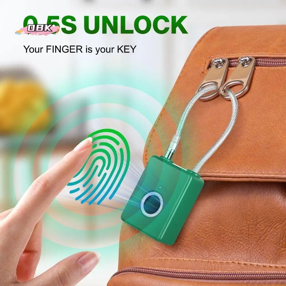 

Waterproof Fingerprint Padlock Flexible Steel Rope Durable Design Keyless Cable Lock Anti-Theft Anti-Cut Smart Biometric Padlock