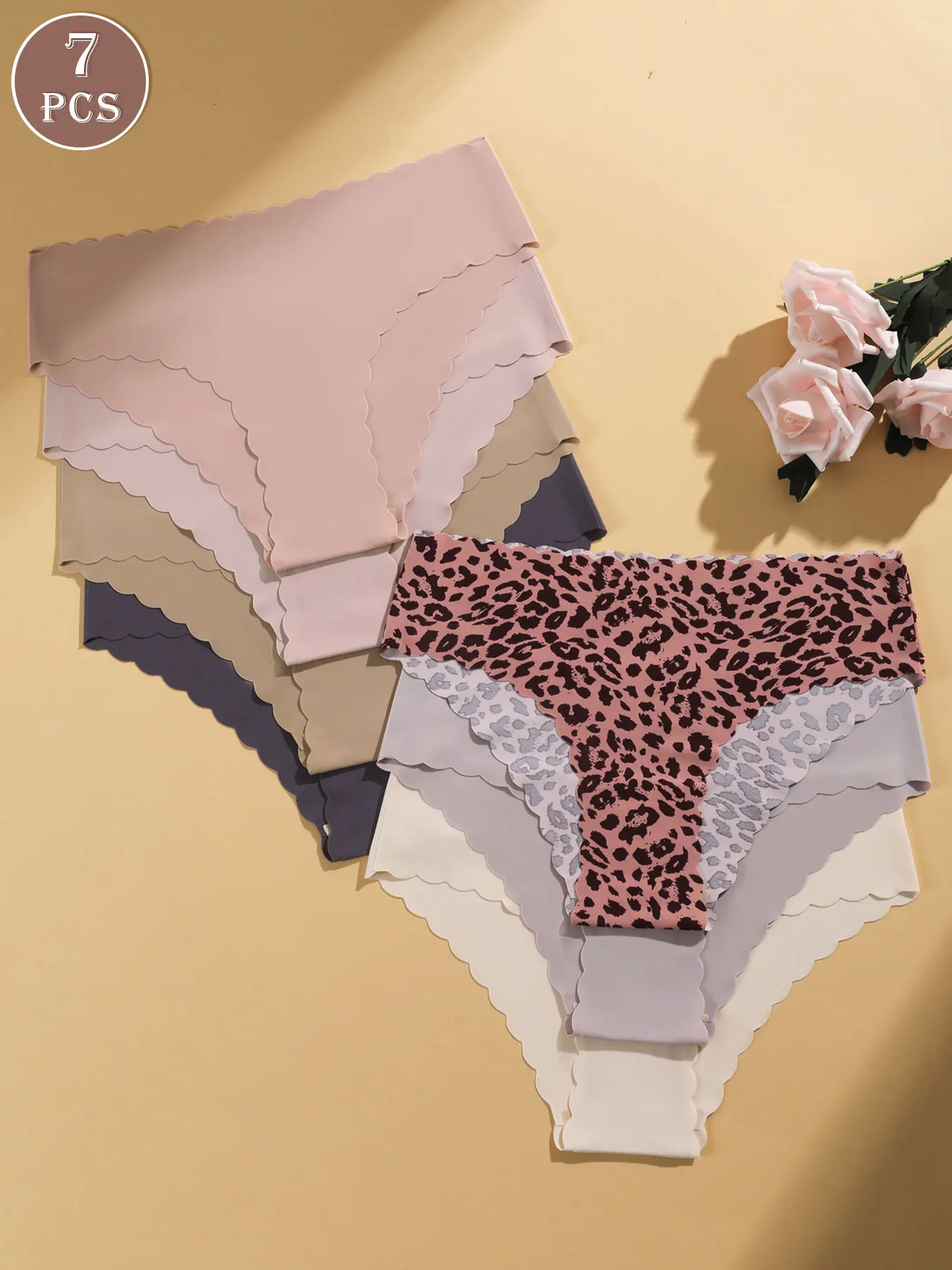 

7шт женские бесшовные удобные сексуальные треугольные трусики с волнистой отделкой