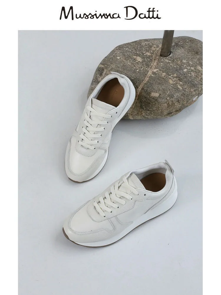 Murrinna Daffi Couples Shoes 2024 New Women\'s Shoes White Genuine Leather Trim Shoes Heel Design Casual Platform Sneakers Men