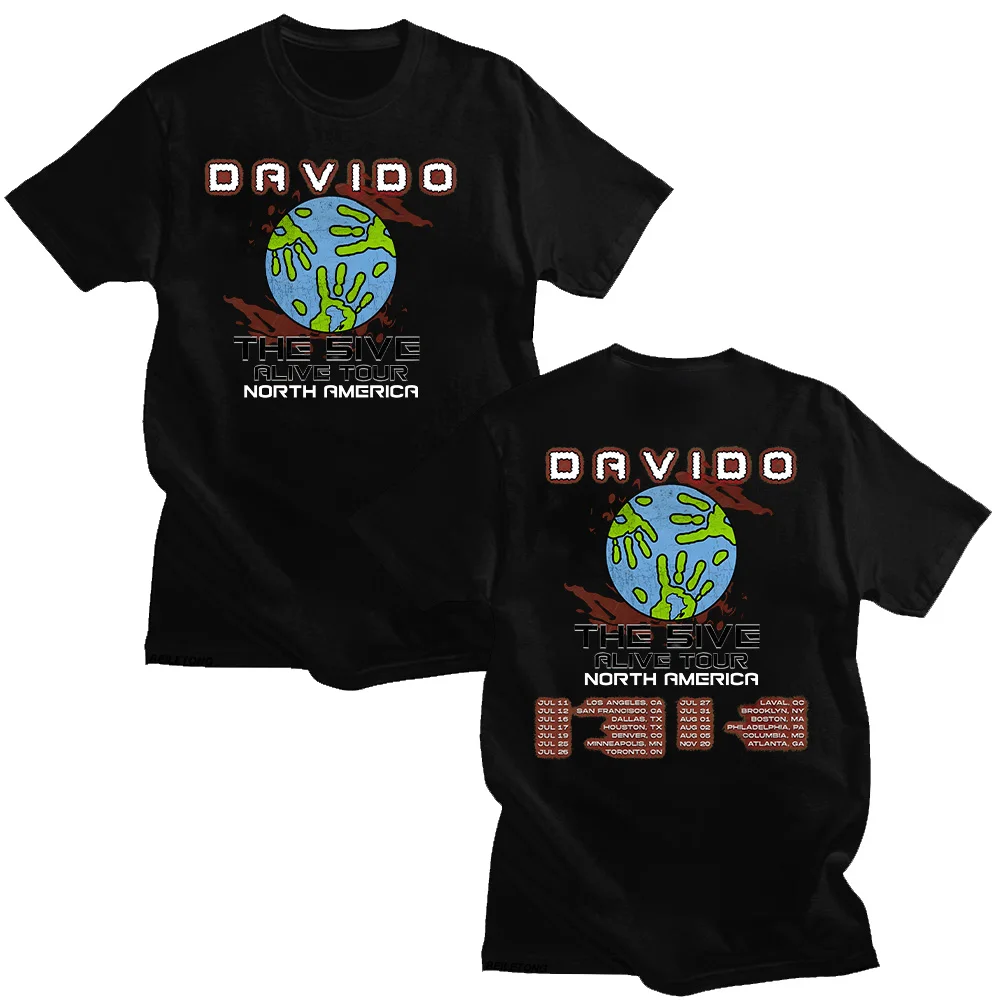 Davido The 5ive Alive Tour 2025 t-shirts Davido Fans cadeaux t-shirt unisexe surdimensionné Streetwear tendances femmes/hommes coton t-shirts Y2K