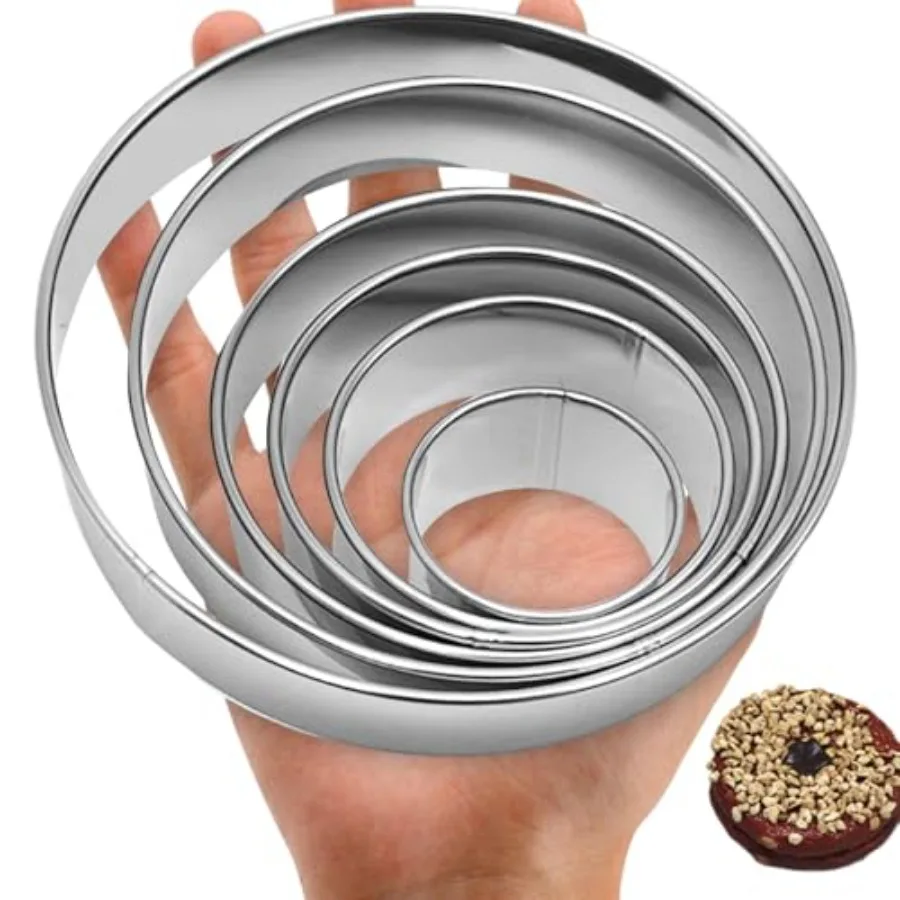 Juego de cortadores Ce redondos de acero inoxidable, 6 uds., 2, 3, 3,5, 4, 5, 6, Ih, cortadores circulares de varios tamaños para hornear galletas, Donuts, sándwiches y