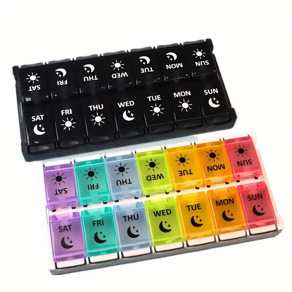 Easy Open Pill Organizer 2 Times a Day,Large 7 Day Pill Box Twice A Day,Weekly AM PM Pill Case,Day Night Vitamin Container