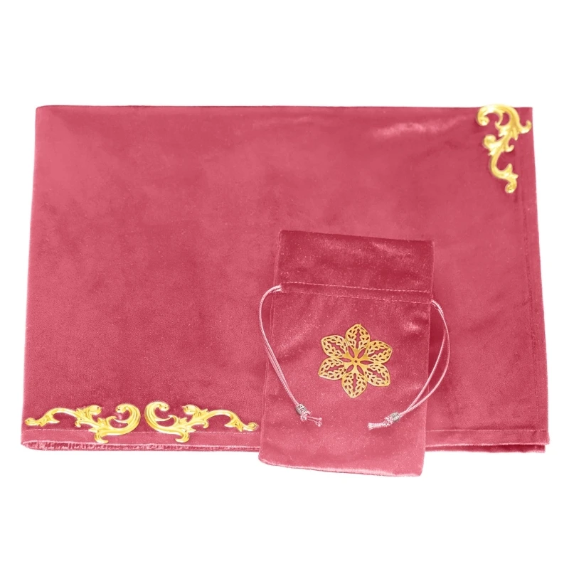 Velvet Divinations Tablecloth with Tarot Pouch Bag Nordic Metaphysical Altar Cloth Cards Board Game Table Cover Card Mat