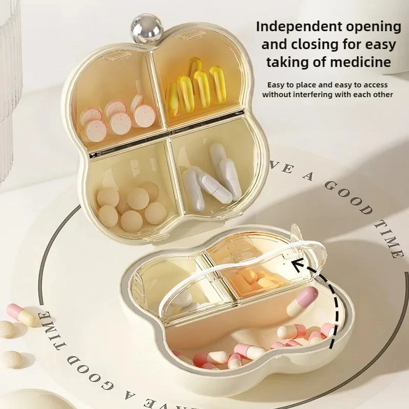 7-Day Portable Flower-Shaped Pill Organizer Compact Medication Divider Box with Individual Daily Compartments