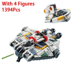 Famous Movie 1394Pcs Phantom II Spaceship Building Blocks DIY Assemble Star Fighter 75357 Model Brick Children Toy Birthday Gift