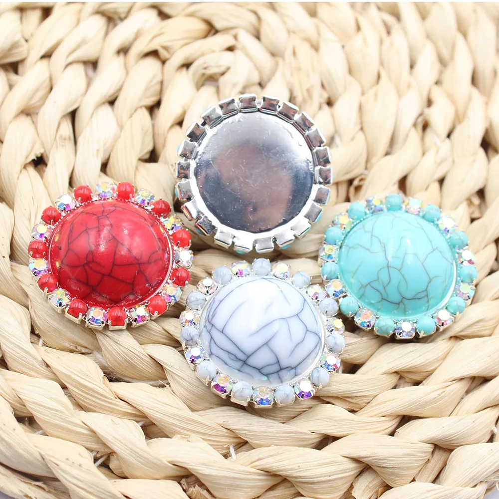LKERAN 2026 new 32MMAB color rhinestone point turquoise DIY bottle cap tray setting key cover shoe buckle clothing decoration