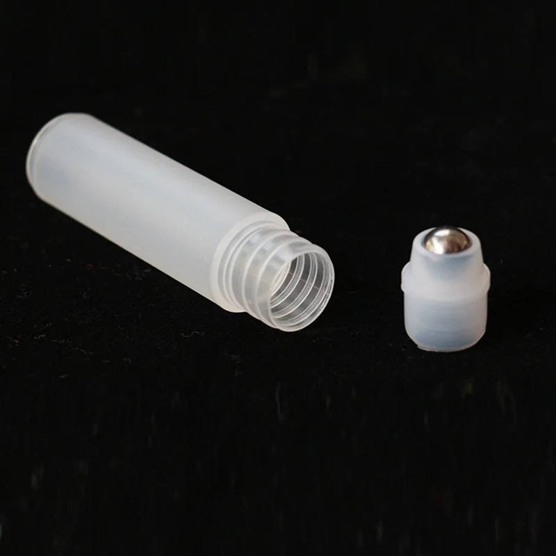 Mini 5ml/10ml puste perfumy Roll Roller Ball butelka na plastikowych płynach ze stali nierdzewnej pojemnik na olej wielokrotnego napełniania narzędzia 5 sztuk