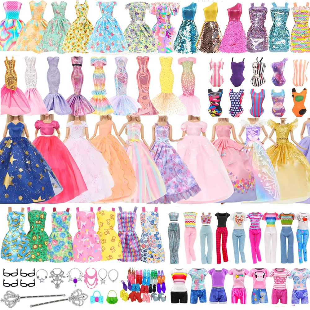 

50 шт. аксессуары для кукол 11,5 дюймов/30 см, модные платья, платья, повседневная одежда, купальники, обувь, ожерелье, очки, подарок для детей