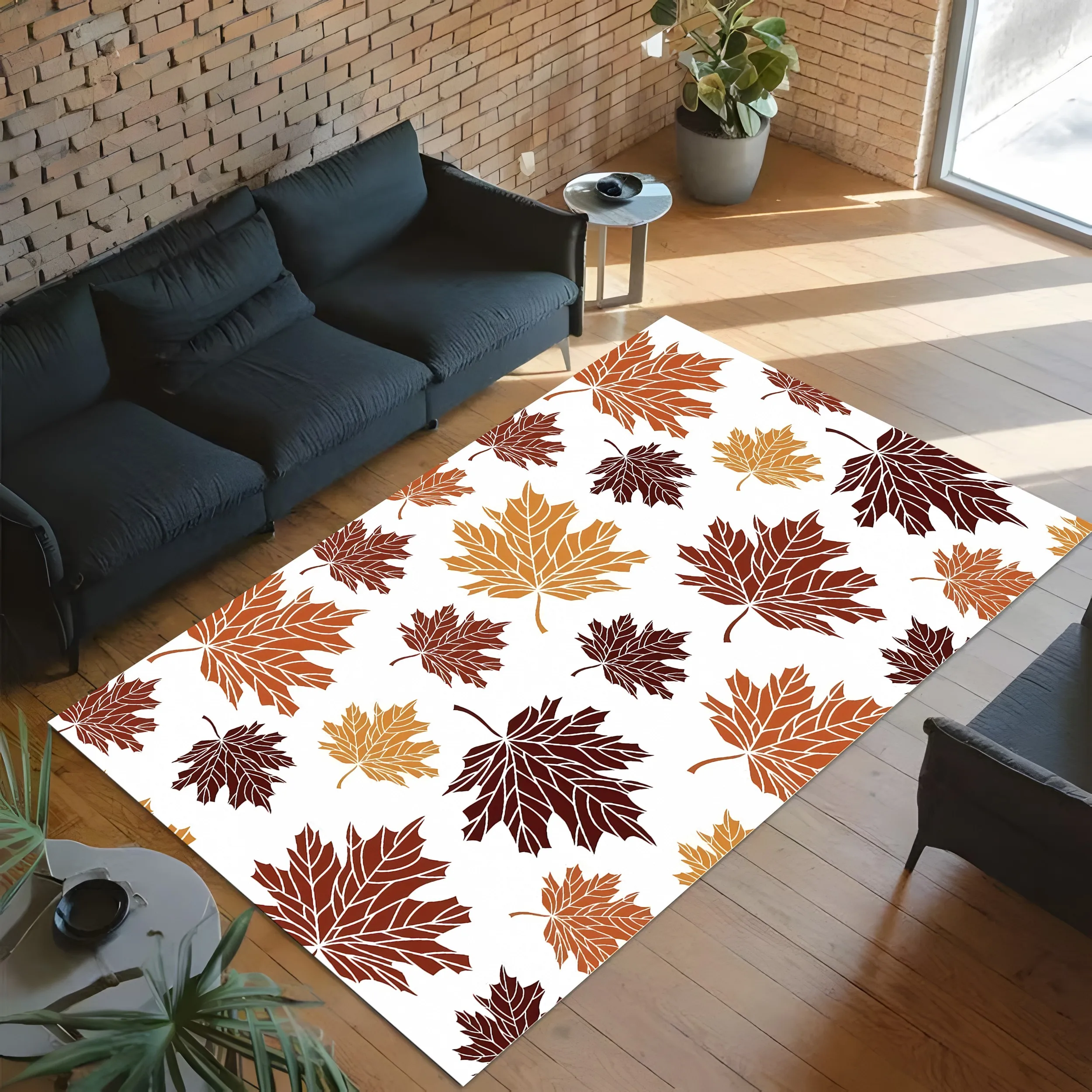 Velvet Autumn Maple Leaf Style 2D Carpet, Suitable for Living Room and Bedroom, Creates a Warm and Cozy Autumn and Winter Atmosphere
