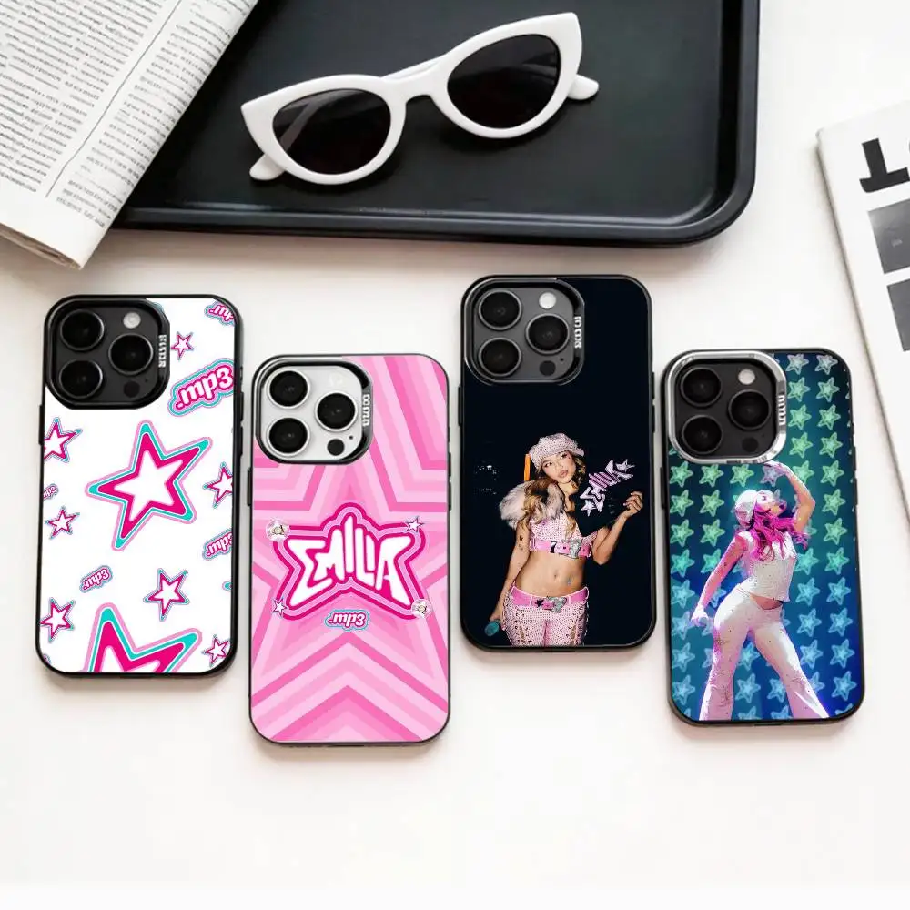 

Latin Pop E-Emilia Mernes Phone Case For iPhone17,16,15,14,13,12,11 Plus,Pro Max Colored Silver Plated Inside Cover