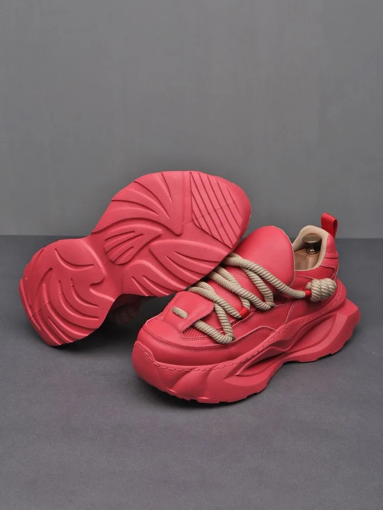 Outdoor Men New Lace Up Breathable Mountain Camping Hiking Antiskid Climbing Shoes Comfortable Mesh Spliced Cow Leather Sneakers