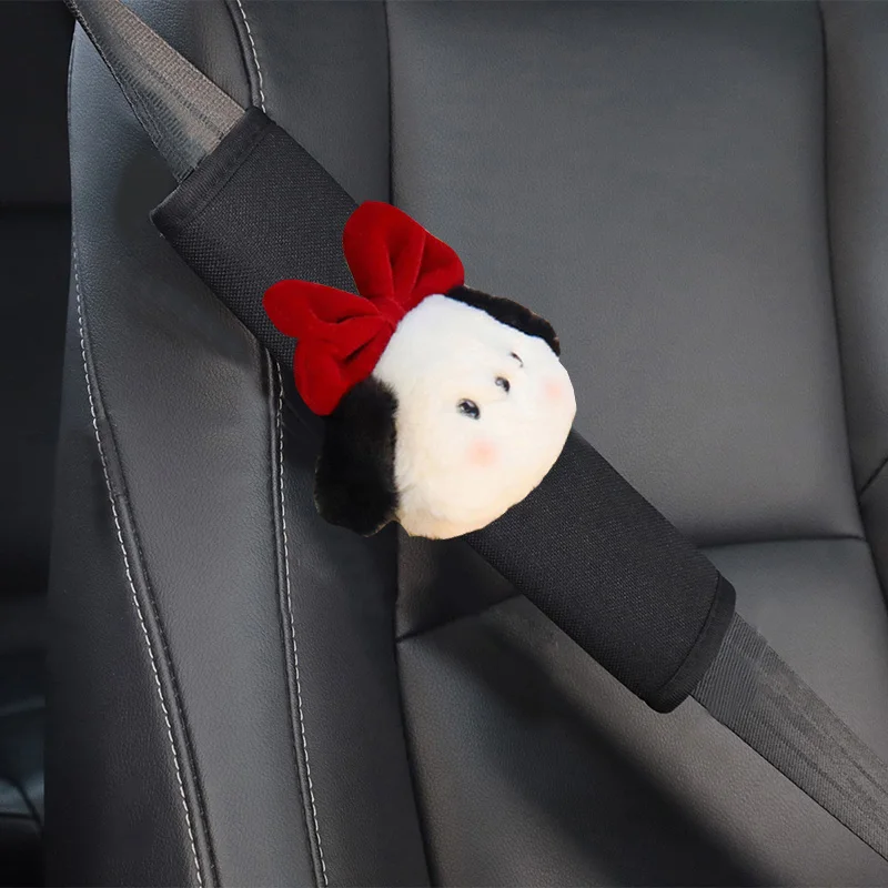 New Cute Cartoon Bow Dog Car Seatbelt Cover Safety Belt Harness Cushion Auto Shoulder Strap Protector Pad dla dzieci Ladies — zdjęcie 6