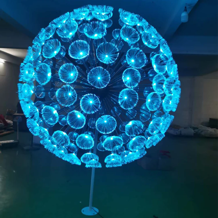 Outdoor City Center Yard Decoration Dmx Rgb Color Change Led Fiber Optic Dandellion Flower Light