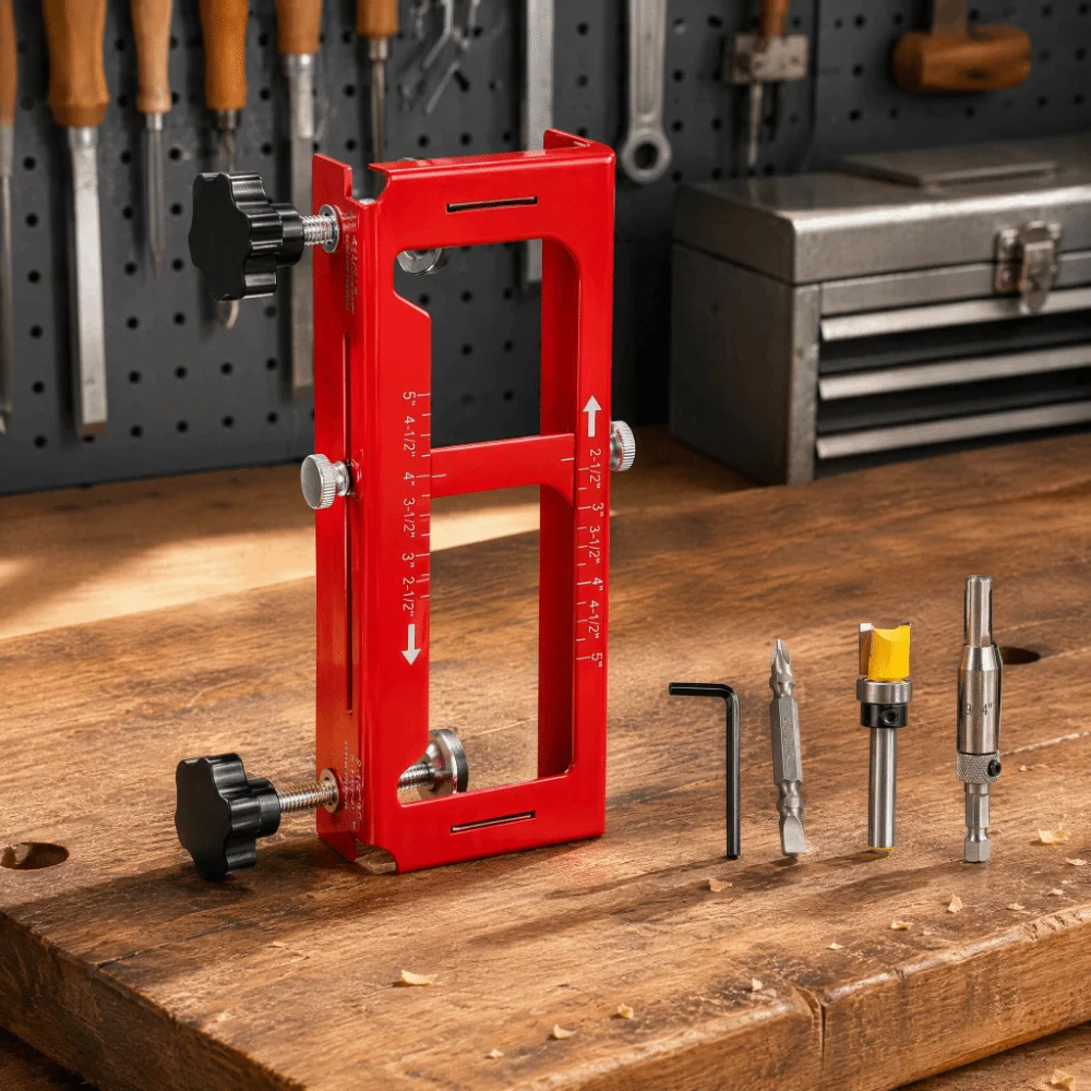 Combination Hinge Drilling Fixture Stable All-in-One Door Hinge Mortising Jig DIY Adjustable Woodworking Auxiliary Tools