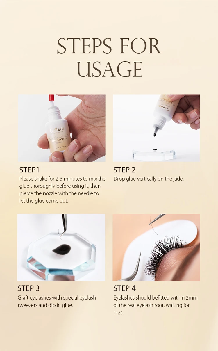 Gollee 1-2s Schnelltrocknender Wimpernkleber mit Blumenduft, Starker Wasserfester 15ml Super Bonder für Wimpernverlängerung, Transplantationswerkzeuge – Detail 6