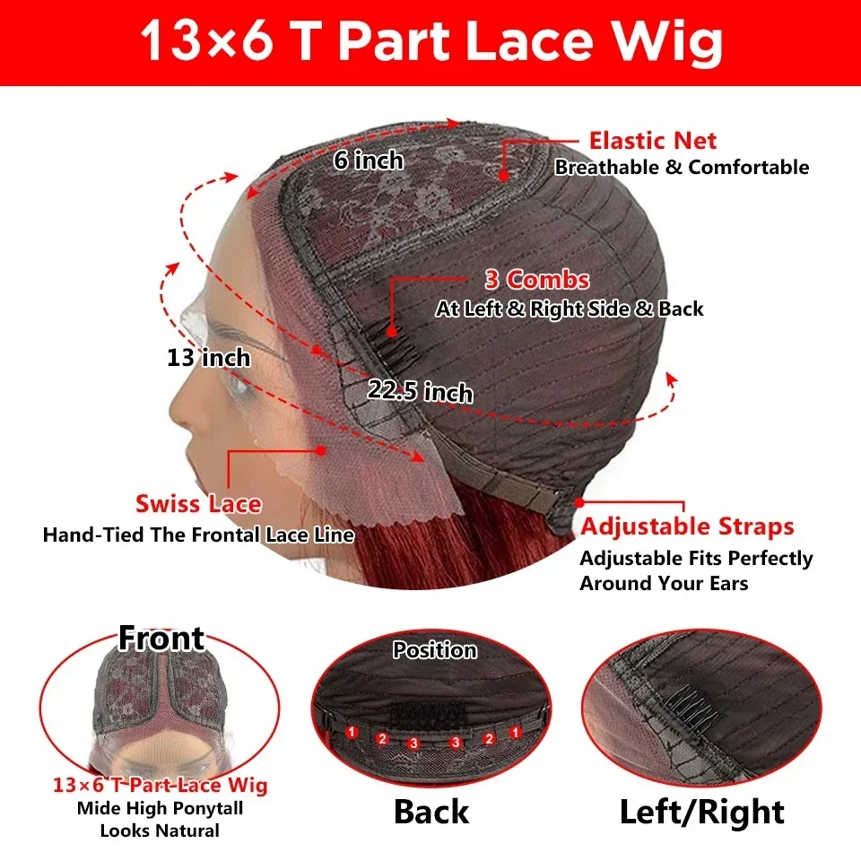 Straight Short Bob Wigs Human Hair 13x6x1 T-Part Lace Front Human Hair Wigs Natural Black 180D Wear & Go Wigs Human Hair - view 6